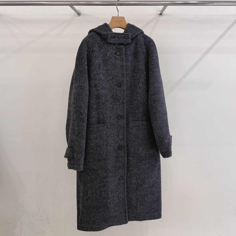 ADELINE韓國代購㊣女裝新款時尚休閑職業人氣推薦中長款大衣棉ADELINE中長款大衣圖色3