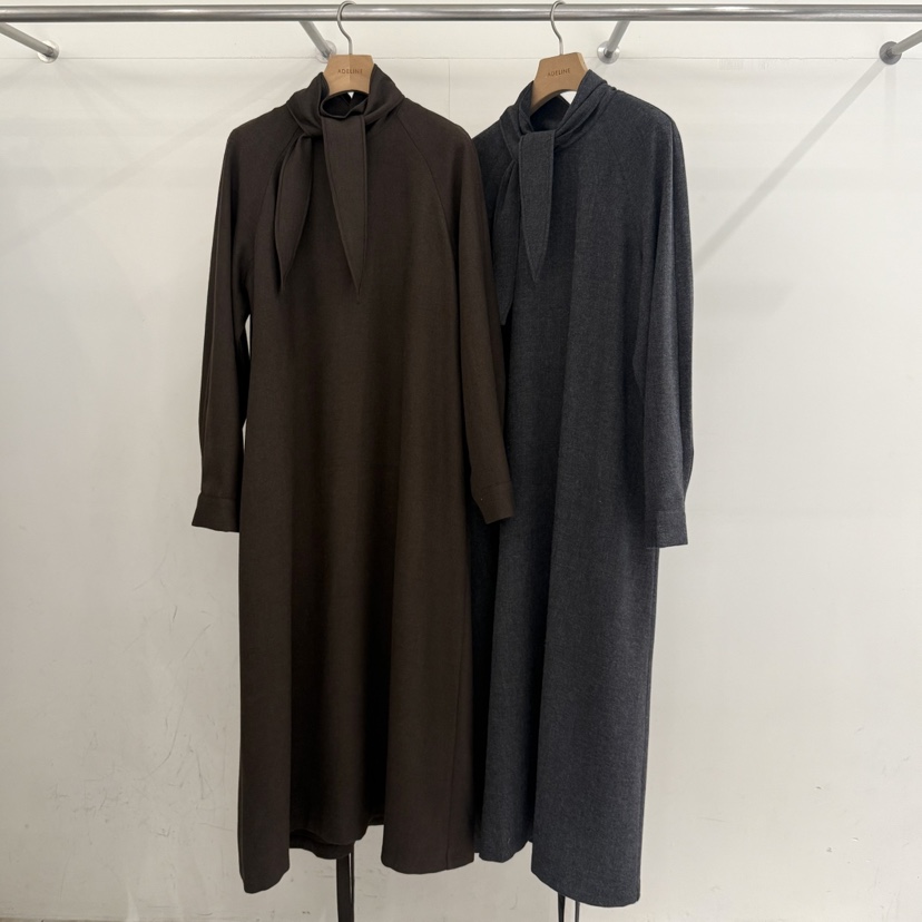 ADELINE東大門㊣代購女士新品職業推薦連衣裙含腰帶系帶羅紋ADELINE連衣裙