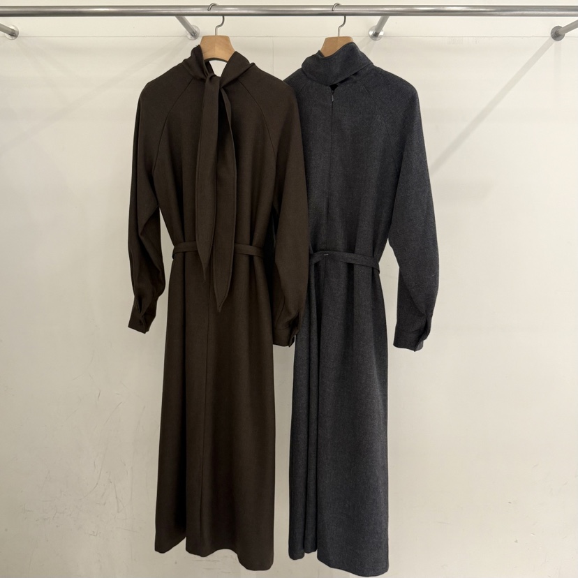 ADELINE東大門㊣代購女士新品職業推薦連衣裙含腰帶系帶羅紋ADELINE連衣裙