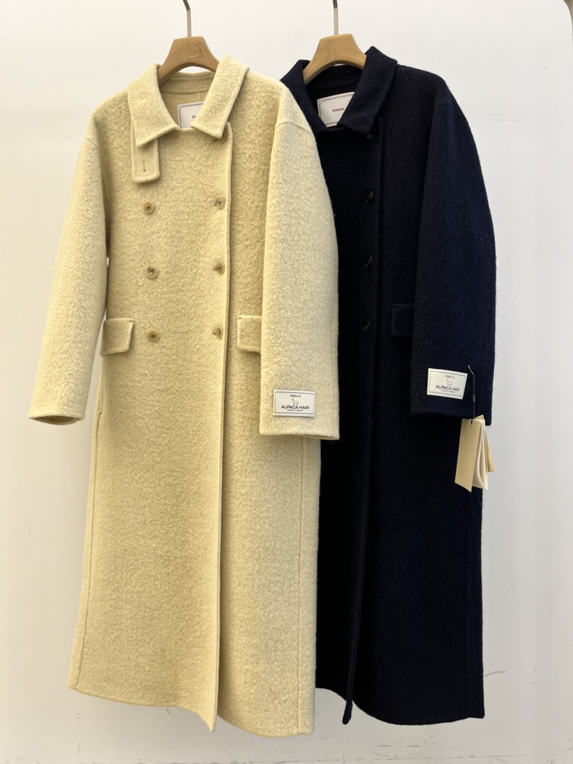 DARAK韓國直郵㊣女士新品25秋冬推薦職業熱賣中長款大衣羊駝DARAK中長款大衣