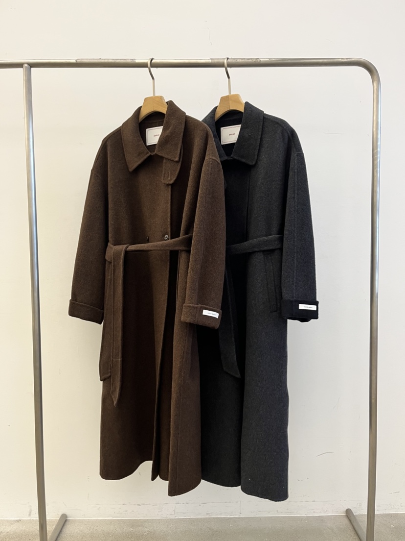 DARAK東大門㊣實拍女士新款時尚人氣25秋冬中長款大衣含腰帶手工DARAK中長款大衣