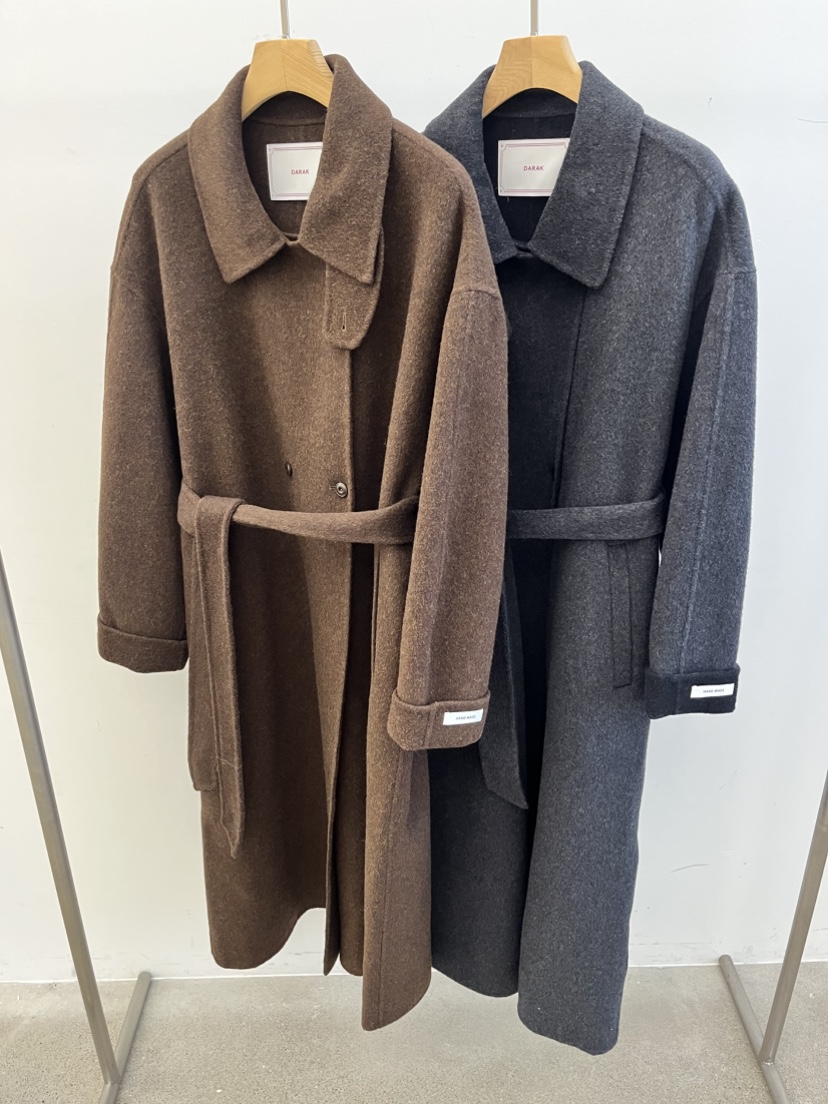 DARAK東大門㊣實拍女士新款時尚人氣25秋冬中長款大衣含腰帶手工DARAK中長款大衣