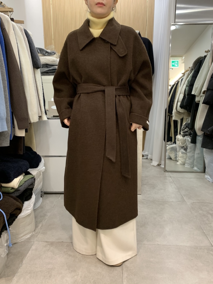 DARAK東大門㊣實拍女士新款時尚人氣25秋冬中長款大衣含腰帶手工DARAK中長款大衣