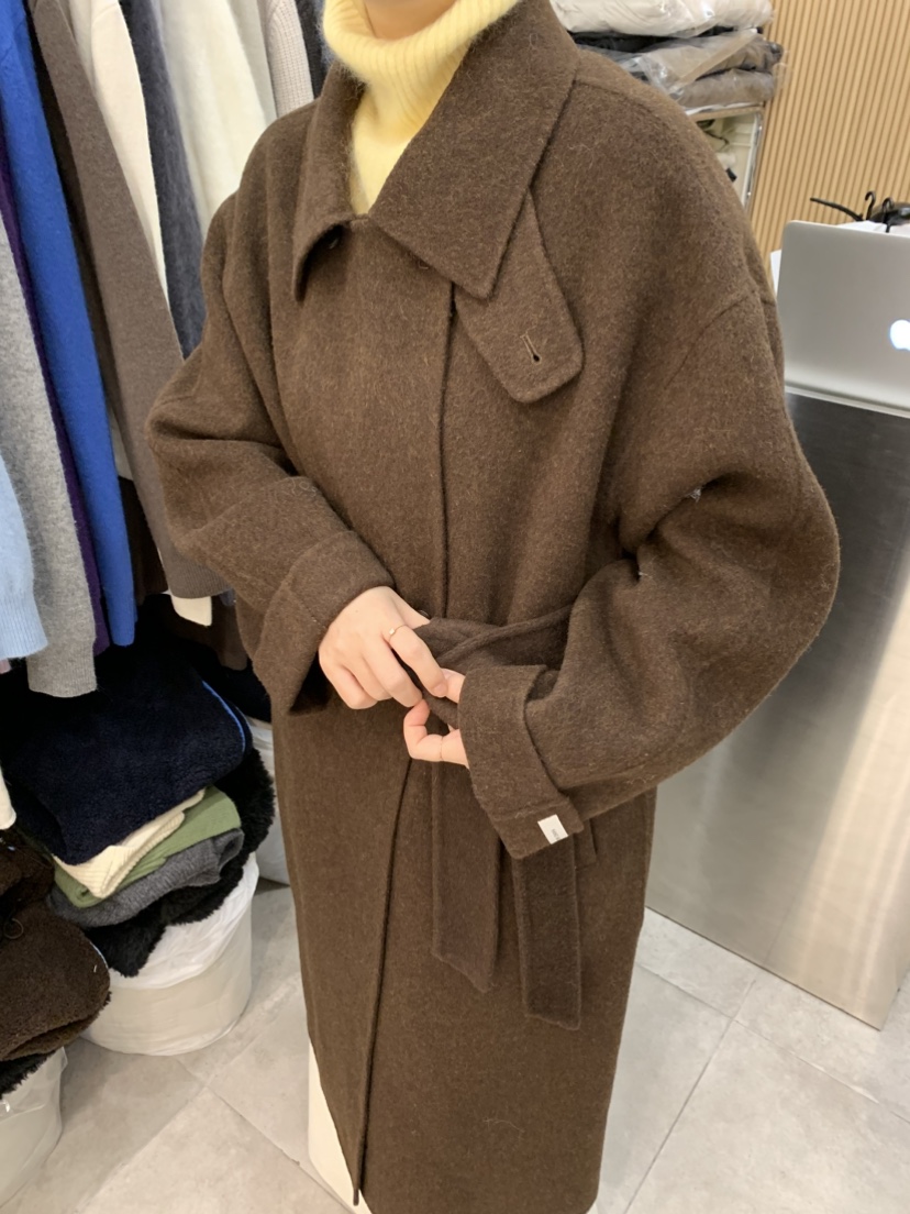 DARAK東大門㊣實拍女士新款時尚人氣25秋冬中長款大衣含腰帶手工DARAK中長款大衣