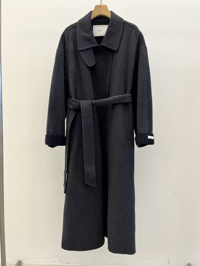 DARAK東大門㊣實拍女士新款時尚人氣25秋冬中長款大衣含腰帶手工DARAK中長款大衣圖色1