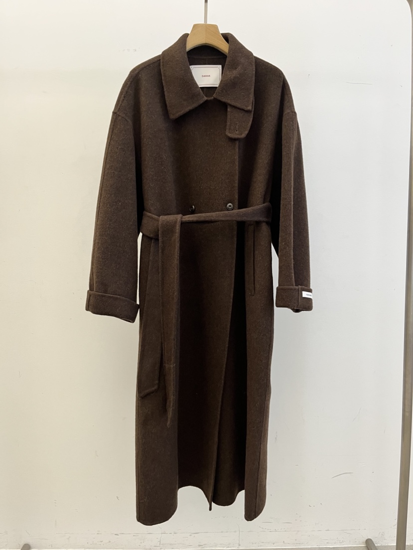 DARAK東大門㊣實拍女士新款時尚人氣25秋冬中長款大衣含腰帶手工DARAK中長款大衣圖色2