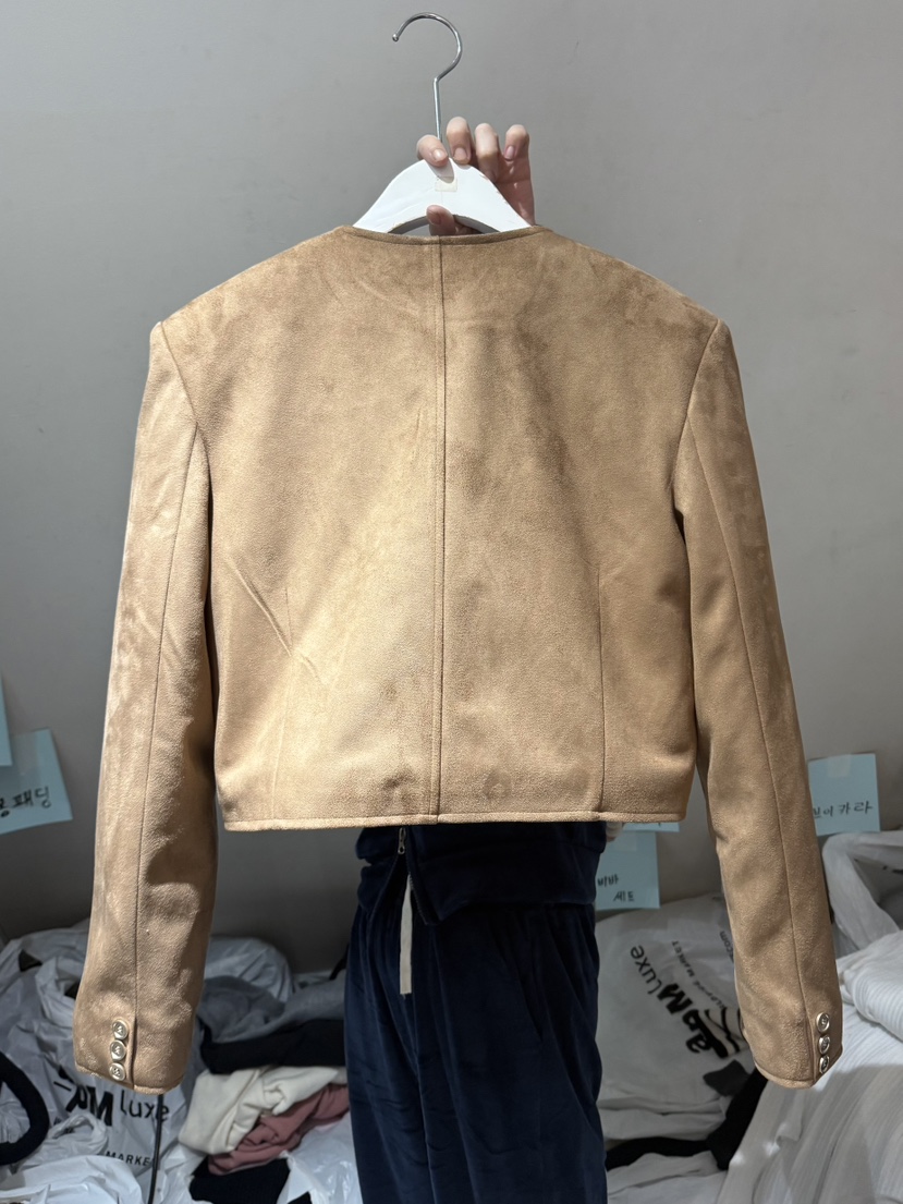 BELITA-L東大門㊣代購女裝新款休閑25秋冬職業夾克麂皮絎縫BELITA-L夾克