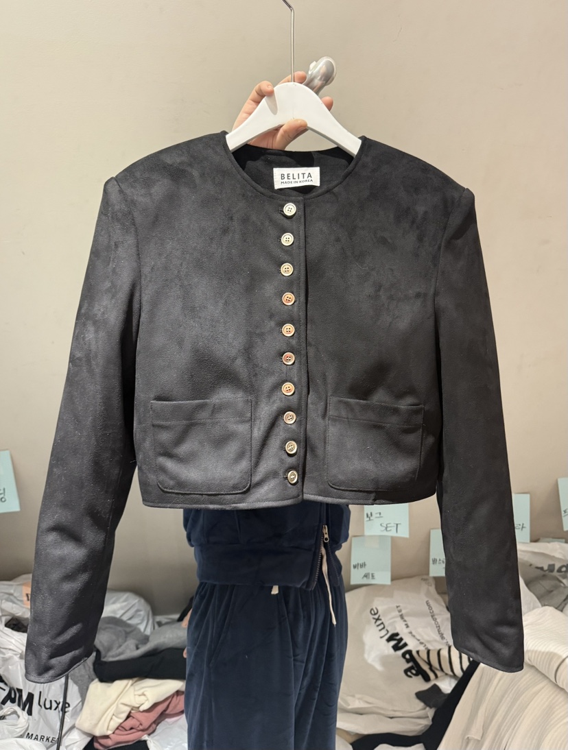 BELITA-L東大門㊣代購女裝新款休閑25秋冬職業夾克麂皮絎縫BELITA-L夾克圖色2