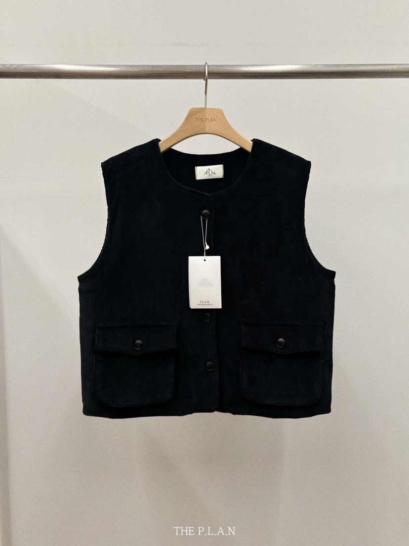 THEPLAN東大門㊣直郵女士新品人氣時尚推薦職業25秋冬馬甲燈芯絨THE PLAN馬甲圖色1