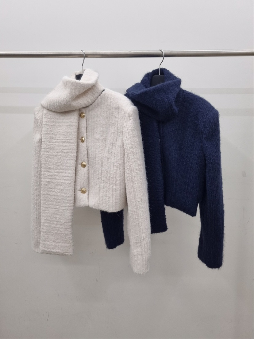 VERANDA東大門㊣代購女士新款休閑真品夾克安哥拉含圍巾花呢VERANDA夾克