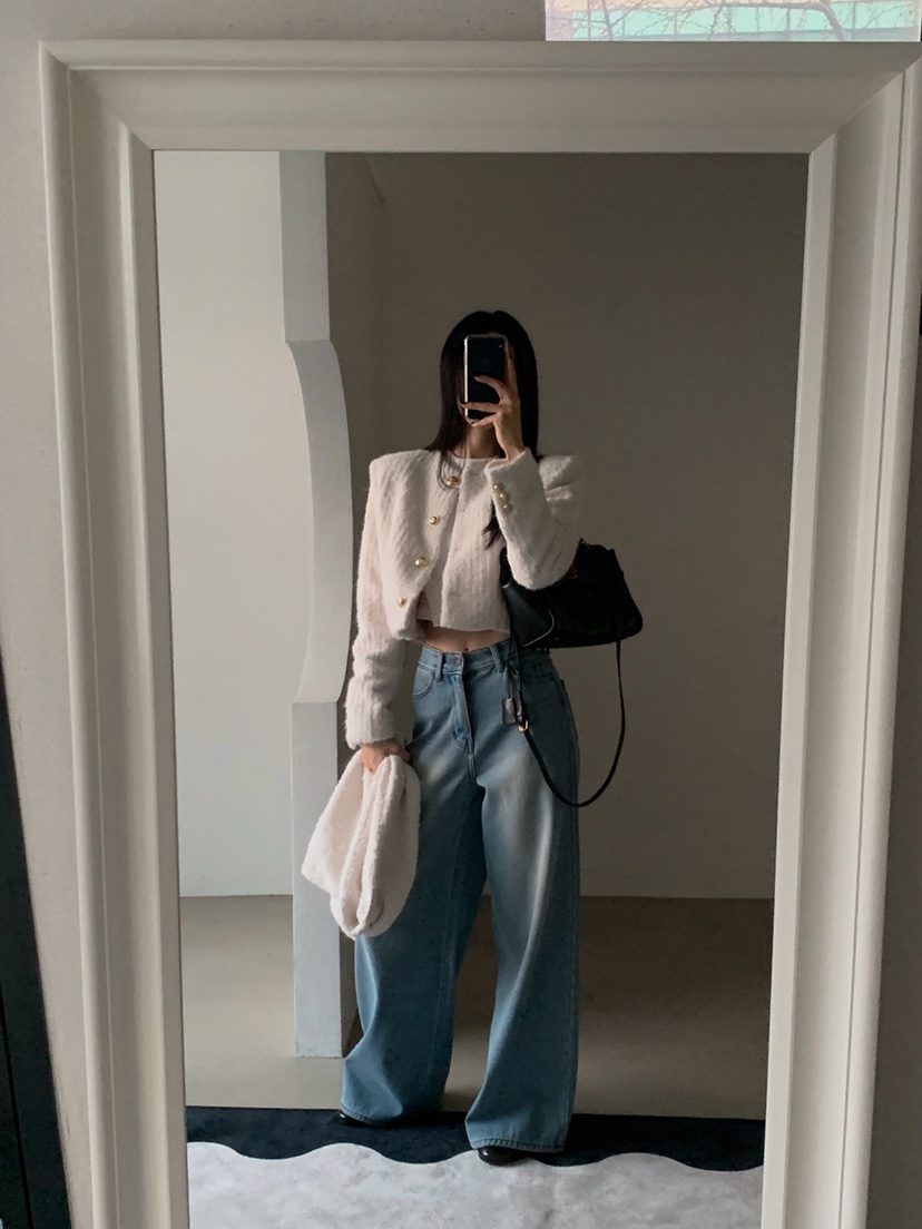 VERANDA東大門㊣代購女士新款休閑真品夾克安哥拉含圍巾花呢VERANDA夾克