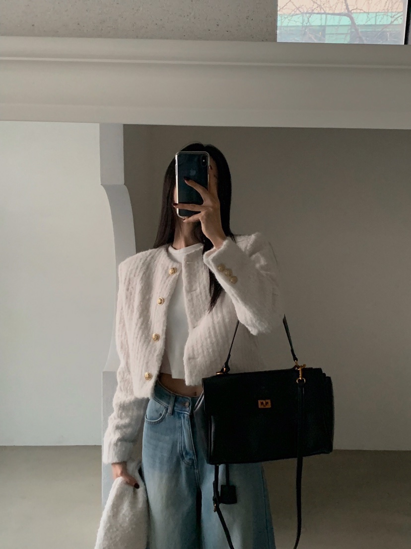 VERANDA東大門㊣代購女士新款休閑真品夾克安哥拉含圍巾花呢VERANDA夾克