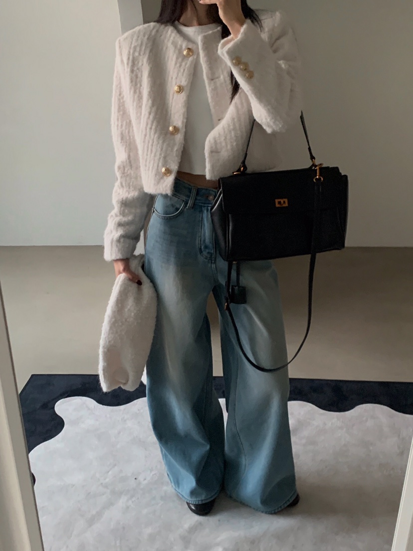 VERANDA東大門㊣代購女士新款休閑真品夾克安哥拉含圍巾花呢VERANDA夾克