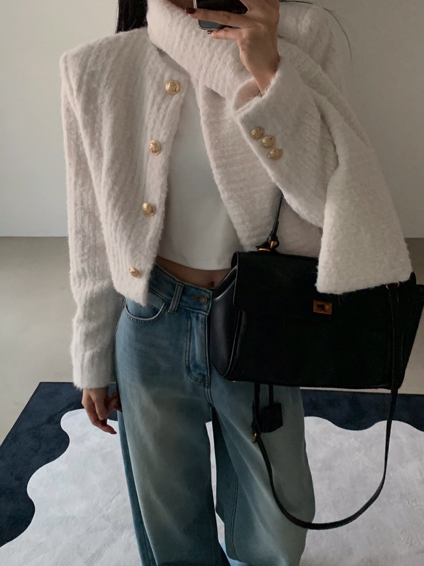 VERANDA東大門㊣代購女士新款休閑真品夾克安哥拉含圍巾花呢VERANDA夾克