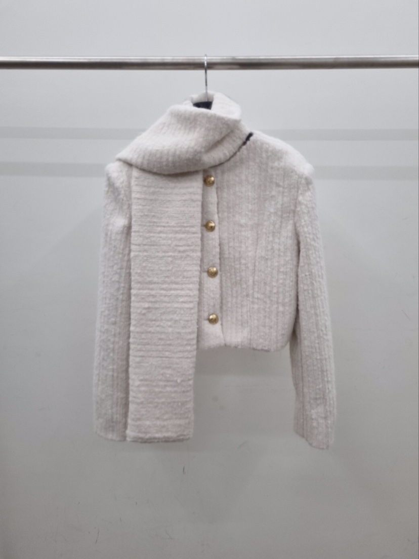 VERANDA東大門㊣代購女士新款休閑真品夾克安哥拉含圍巾花呢VERANDA夾克圖色2