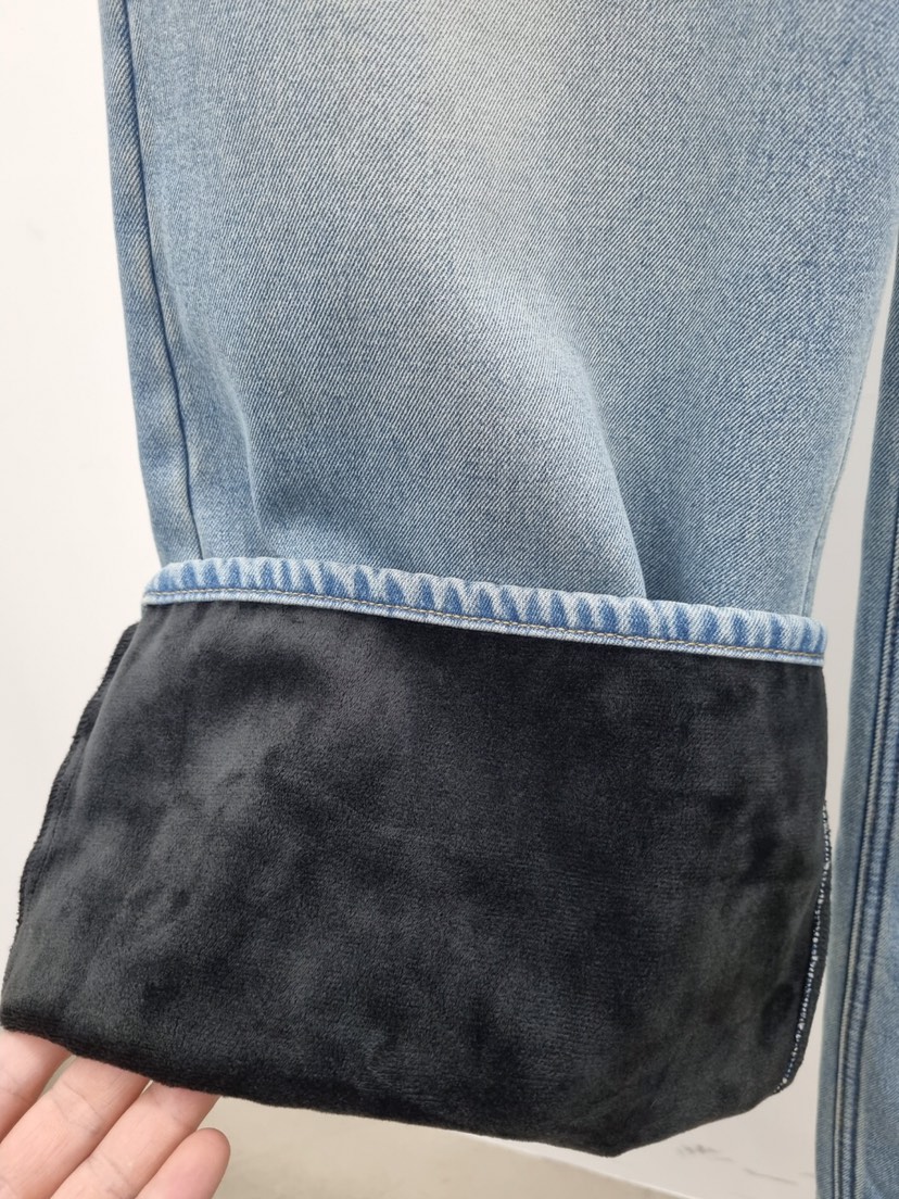 VERANDA韓國直郵㊣女士新款真品休閑時尚職業牛仔褲加絨貂皮VERANDA牛仔褲