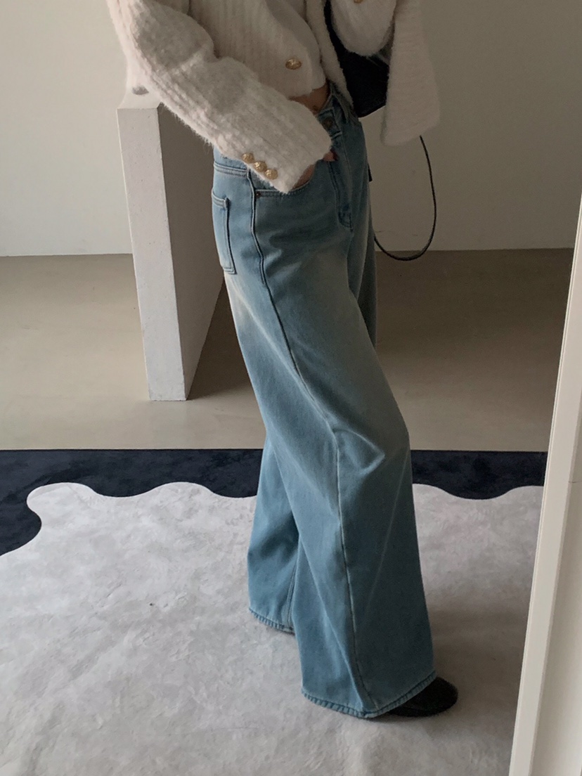 VERANDA韓國直郵㊣女士新款真品休閑時尚職業牛仔褲加絨貂皮VERANDA牛仔褲