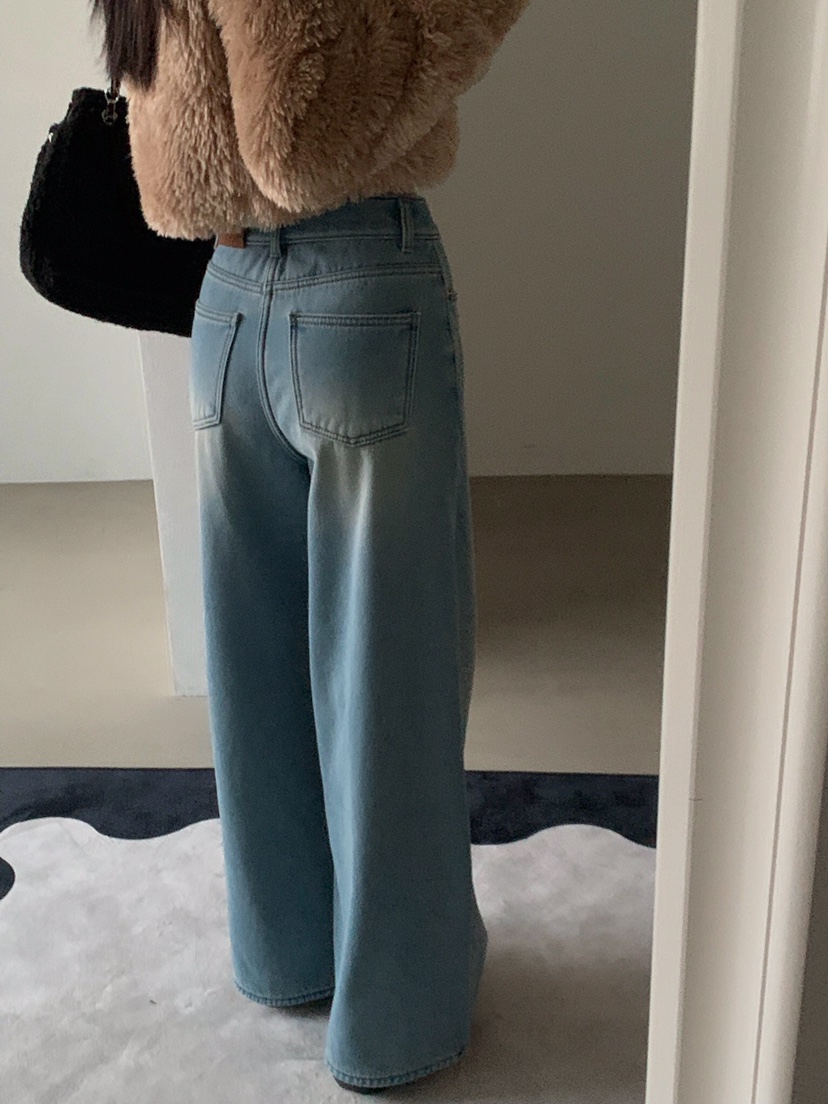 VERANDA韓國直郵㊣女士新款真品休閑時尚職業牛仔褲加絨貂皮VERANDA牛仔褲