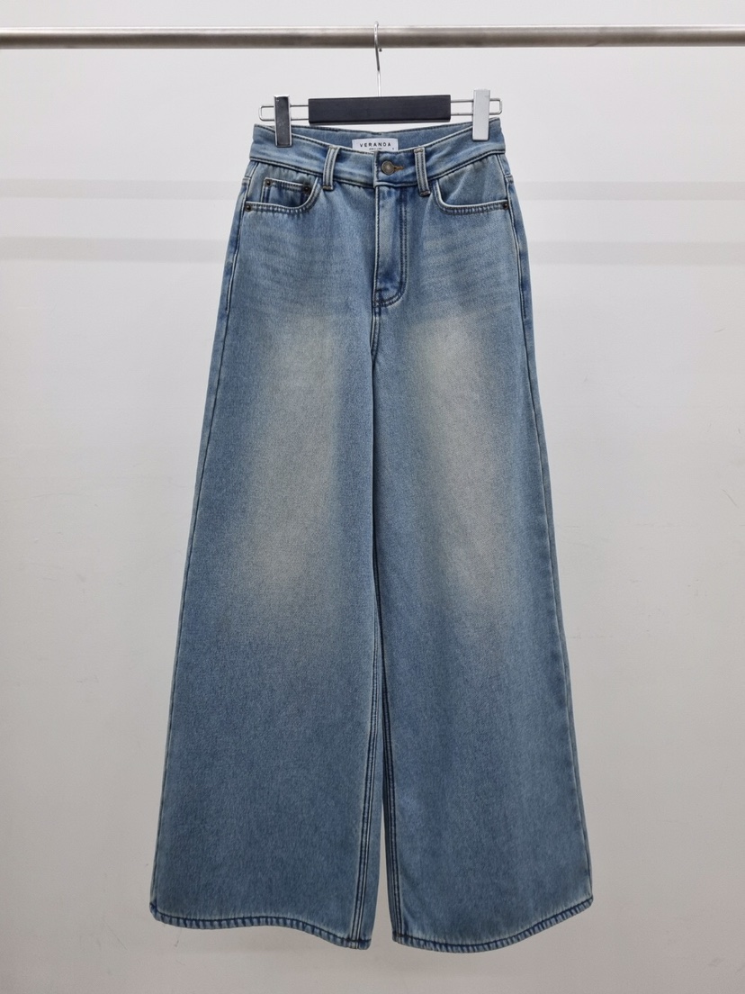 VERANDA韓國直郵㊣女士新款真品休閑時尚職業牛仔褲加絨貂皮VERANDA牛仔褲圖色2