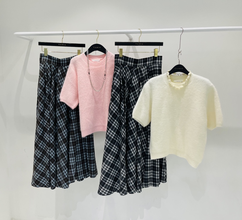TANIA東大門㊣代購女裝新款25秋冬熱賣真品休閑長裙格子褶裥TANIA長裙