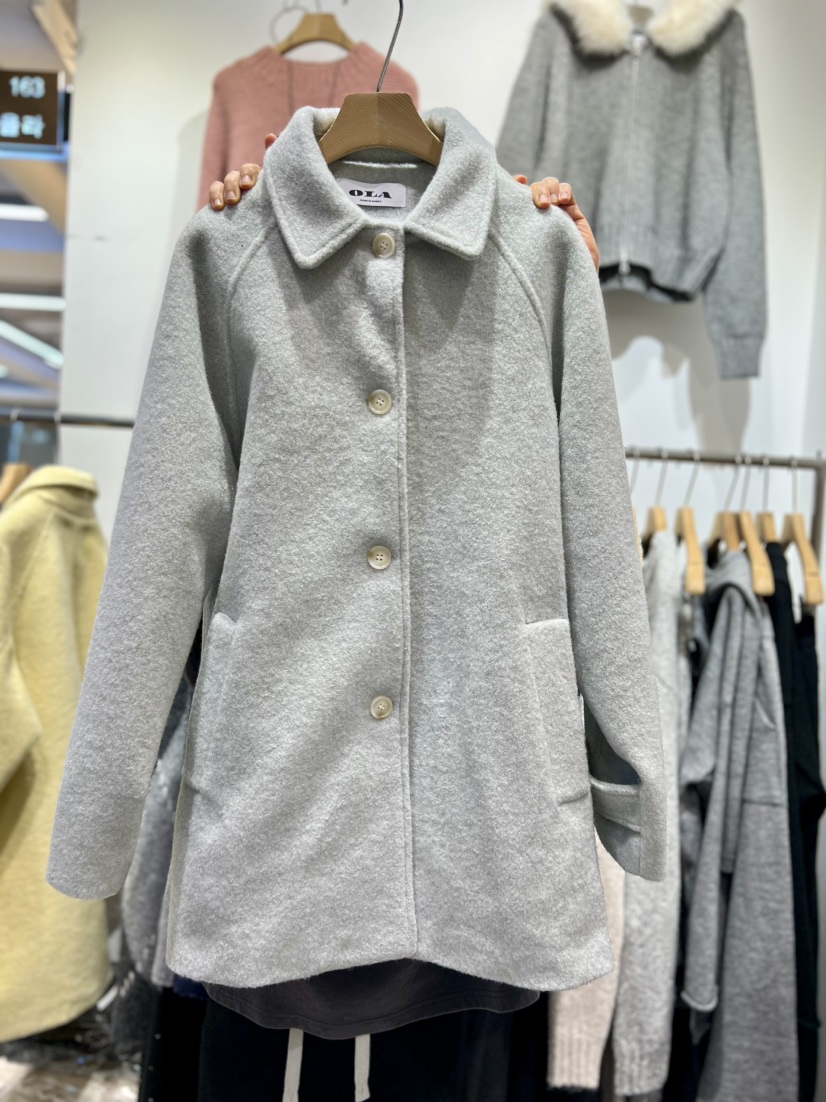 OLA韓國代購㊣女裝新品25秋冬休閑人氣真品時尚推薦中長款大衣mellor/OLA中長款大衣圖色2