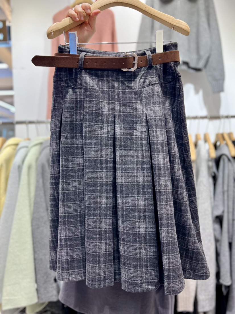 OLA韓國代購㊣女士新品熱賣職業25秋冬半身裙中短裙不含腰帶mellor/OLA半身裙/中短裙圖色2