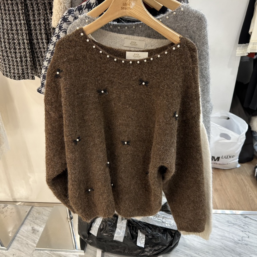 ABLESTUDIO韓國代購㊣女裝新品職業休閑25秋冬真品熱賣針織衫ABLESTUDIO針織衫圖色2