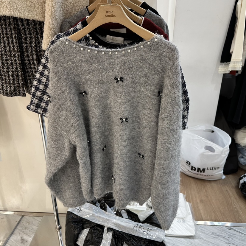 ABLESTUDIO韓國代購㊣女裝新品職業休閑25秋冬真品熱賣針織衫ABLESTUDIO針織衫圖色3