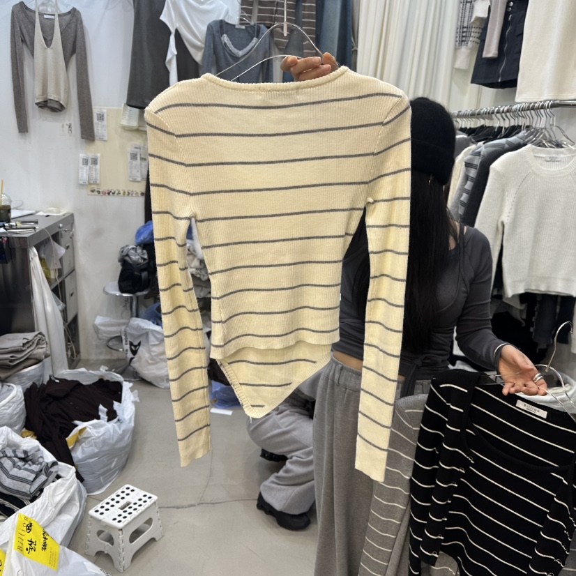 BILLION-L韓國代購㊣女士新款25秋冬人氣時尚針織衫假兩件BILLION-L針織衫