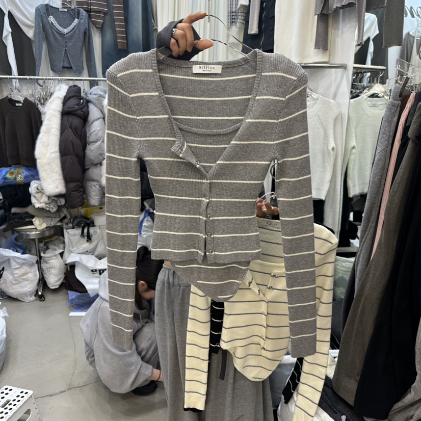 BILLION-L韓國代購㊣女士新款25秋冬人氣時尚針織衫假兩件BILLION-L針織衫圖色2