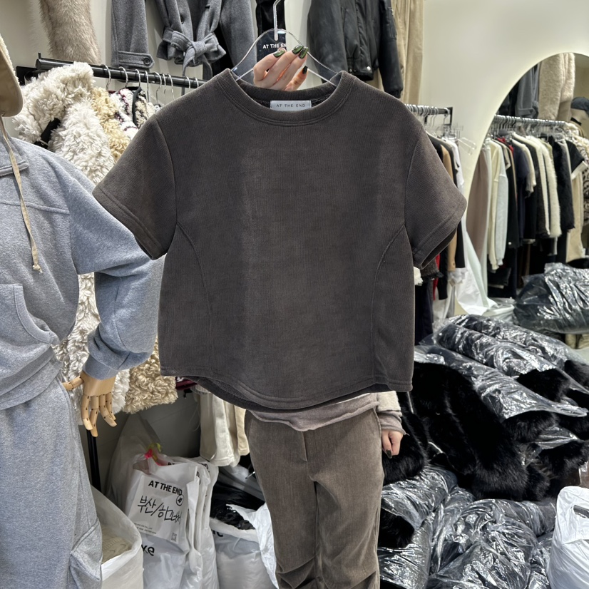 AT THE END東大門㊣實拍女裝新款休閑推薦熱賣真品T恤加絨AT THE ENDT恤圖色3