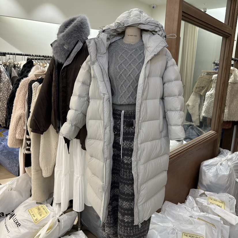 THEMORYPARK東大門㊣代購女士新款職業熱賣長款羽絨服填充鵝絨THE MORY PARK長款羽絨服圖色1