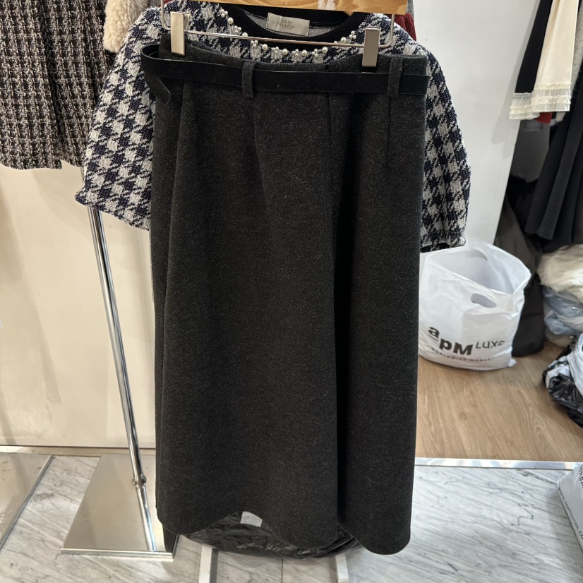 ABLESTUDIO東大門㊣實拍女裝新品時尚職業休閑長裙不含腰帶ABLESTUDIO長裙