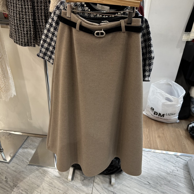 ABLESTUDIO東大門㊣實拍女裝新品時尚職業休閑長裙不含腰帶ABLESTUDIO長裙圖色1