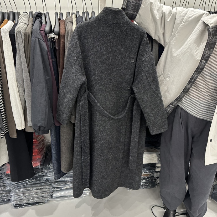 DIARRA東大門㊣實拍女士新款25秋冬休閑中長款大衣含腰帶羊毛DIARRA中長款大衣