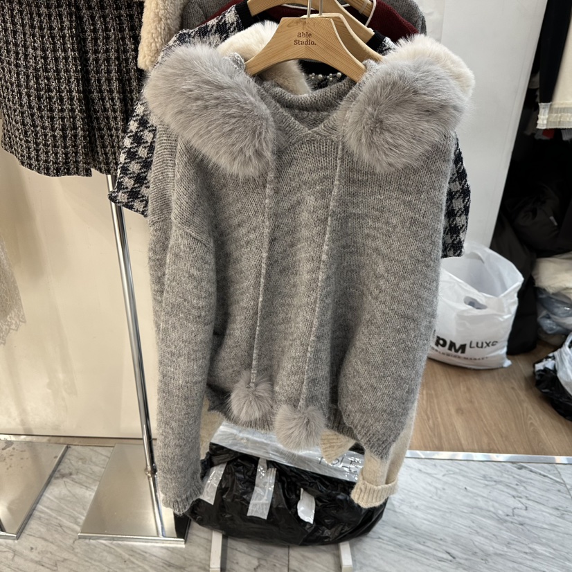 ABLESTUDIO韓國直郵㊣女裝新品人氣25秋冬時尚休閑毛衣圍巾ABLESTUDIO毛衣圖色1