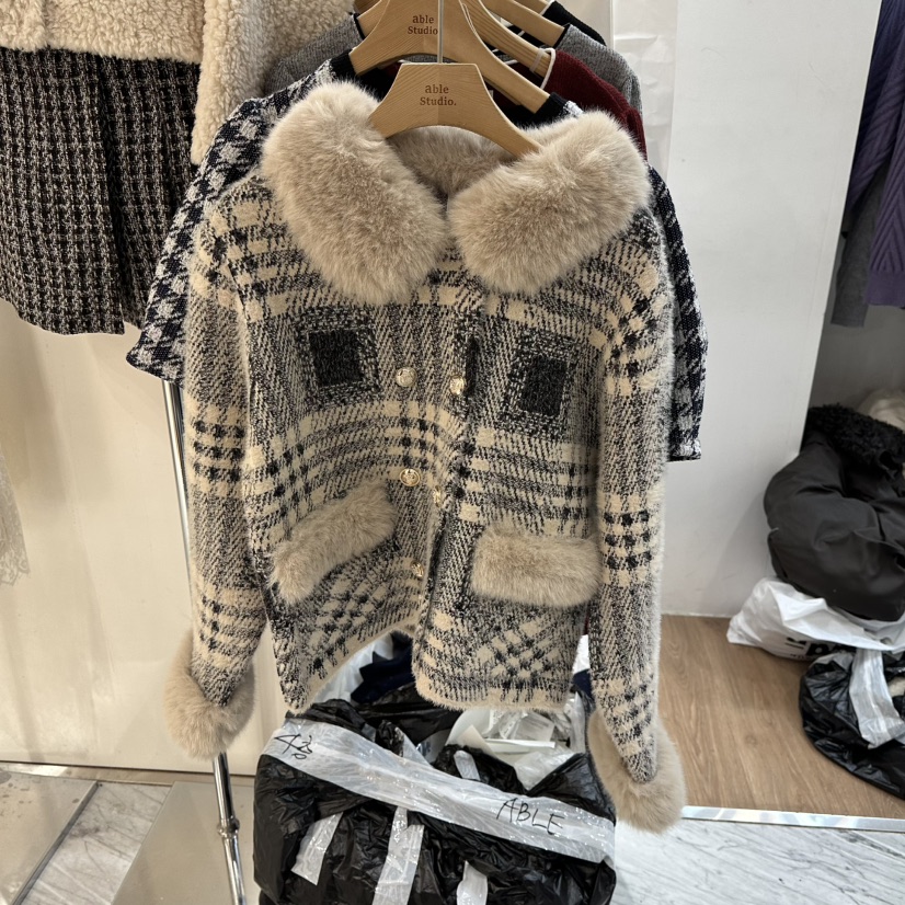 ABLESTUDIO韓國直郵㊣女裝新品熱賣人氣休閑職業推薦夾克格子ABLESTUDIO夾克圖色1