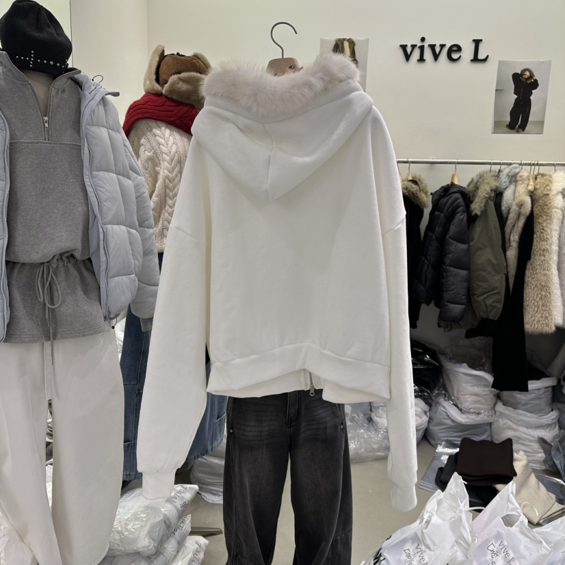 VIVEL韓國直郵㊣女裝新款職業休閑25秋冬熱賣人氣衛衣加絨拉鏈VIVEL衛衣