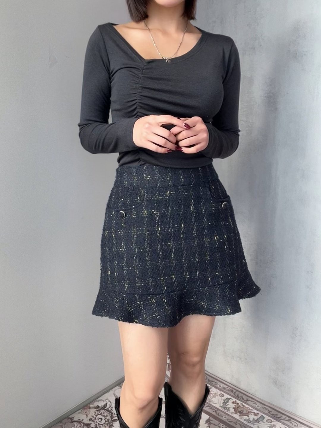 SOOMANCHAE-수만채-T韓國直郵㊣女士新品休閑職業時尚短裙SOOMANCHAE短裙