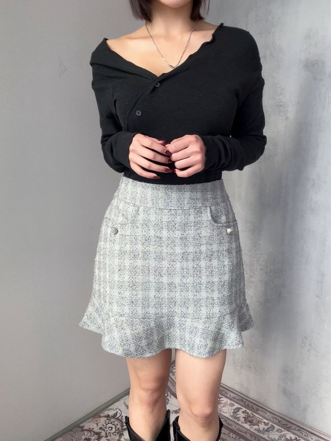 SOOMANCHAE-수만채-T韓國直郵㊣女士新品休閑職業時尚短裙SOOMANCHAE短裙