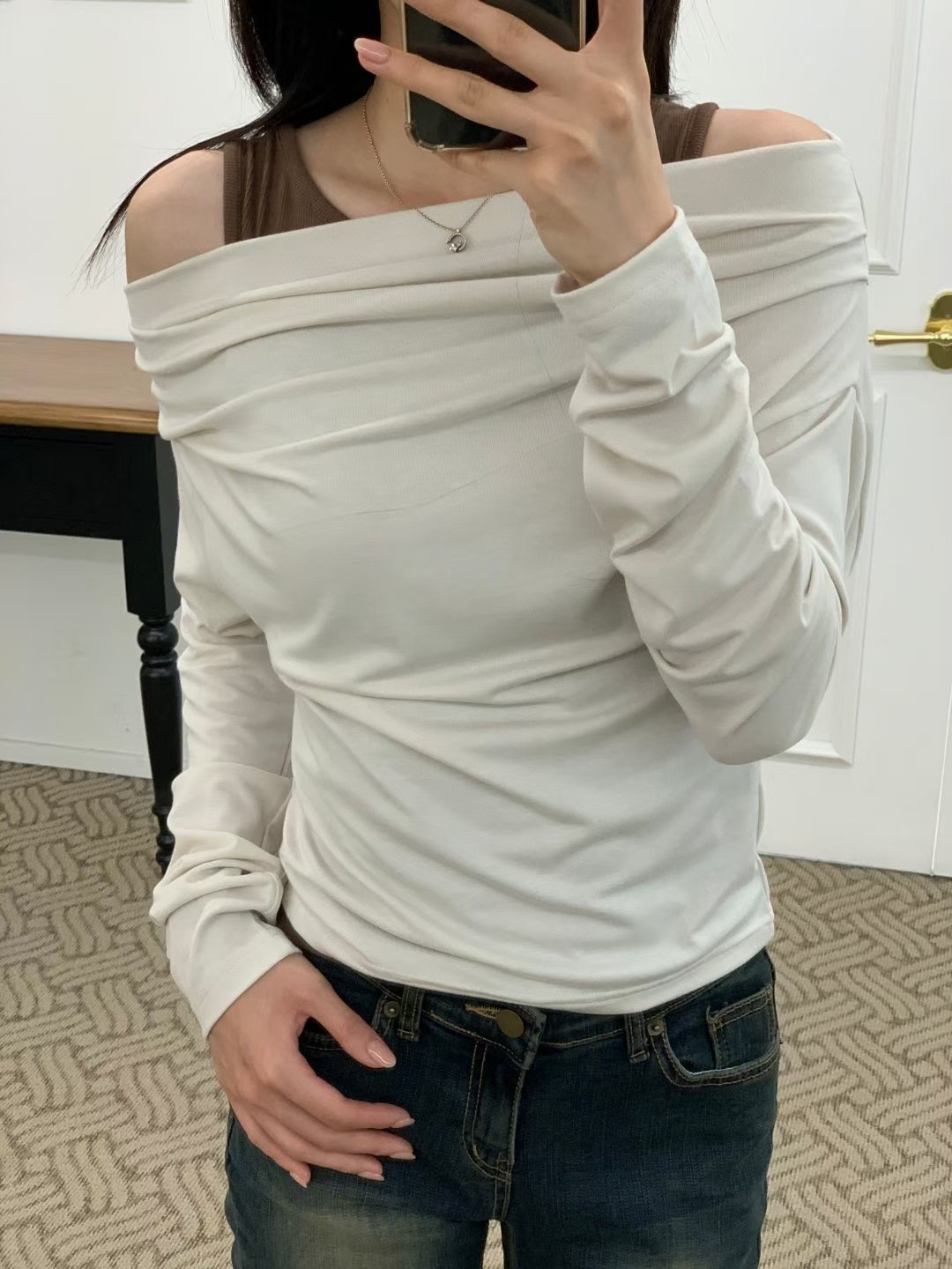 SOOMANCHAE-수만채-T東大門㊣直郵女士新款職業長袖T恤假兩件SOOMANCHAE長袖T恤