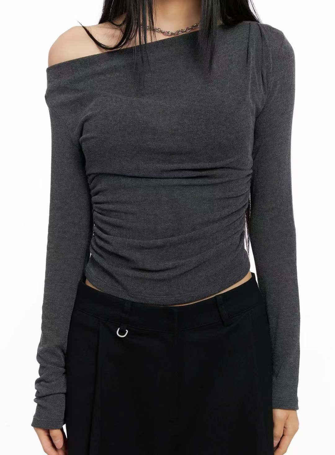 OUTT東大門㊣實拍女裝新款職業休閑真品熱賣人氣25秋冬長袖T恤OUTT長袖T恤圖色4