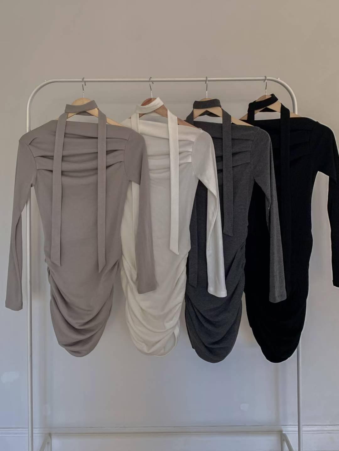 OUTT東大門㊣代購女裝新款人氣真品職業時尚休閑連衣裙含脖帶OUTT連衣裙