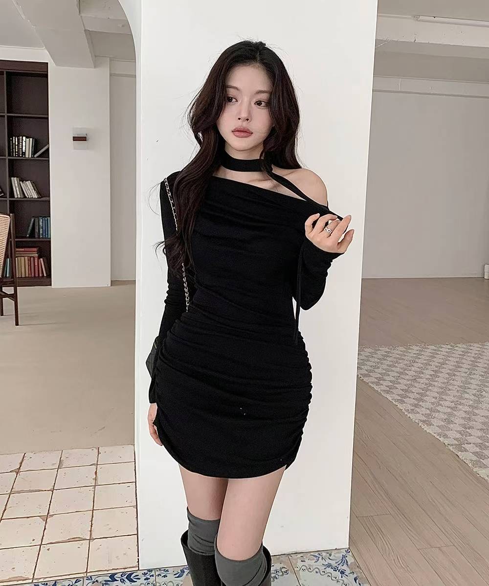 OUTT東大門㊣代購女裝新款人氣真品職業時尚休閑連衣裙含脖帶OUTT連衣裙圖色2