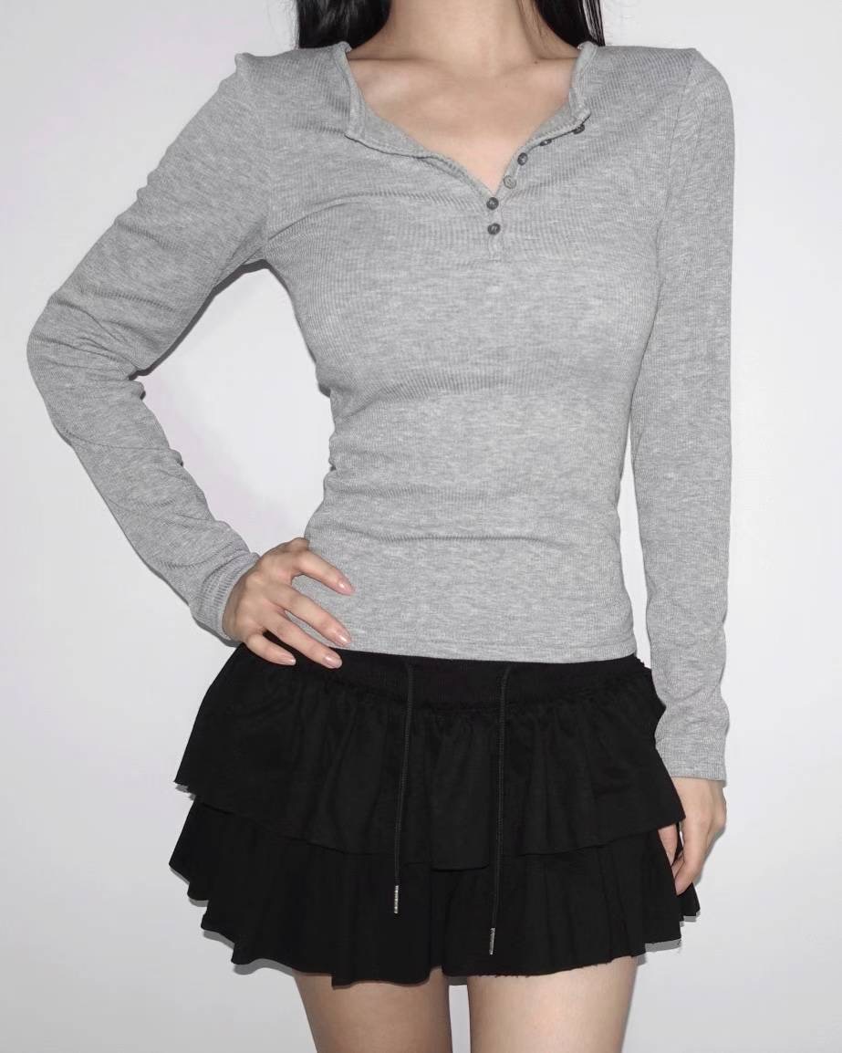 OUTT韓國直郵㊣女士新品真品25秋冬人氣時尚推薦熱賣長袖T恤OUTT長袖T恤圖色2