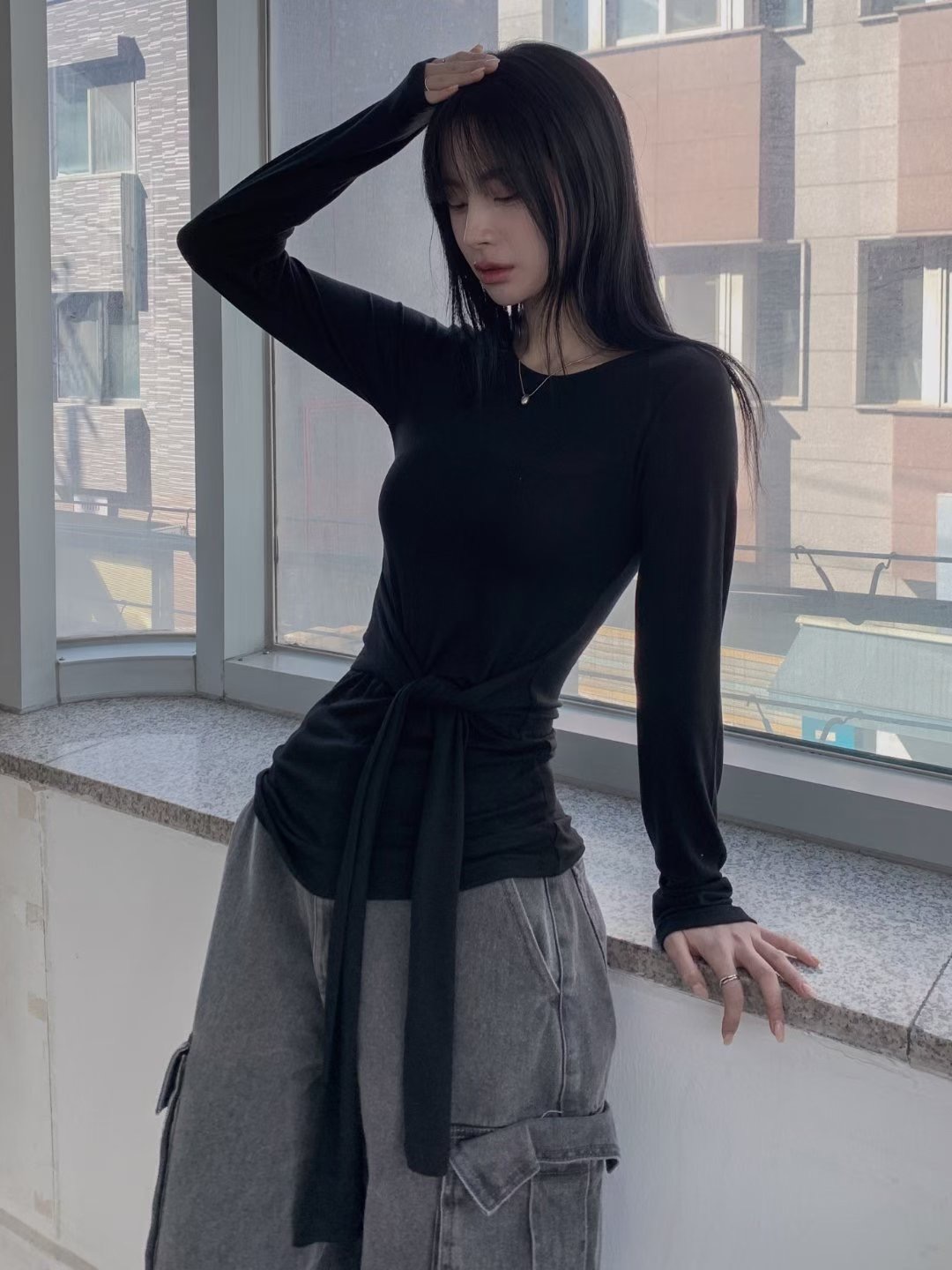 OUTT東大門㊣實拍女士新款25秋冬熱賣職業人氣休閑真品長袖T恤OUTT長袖T恤圖色4