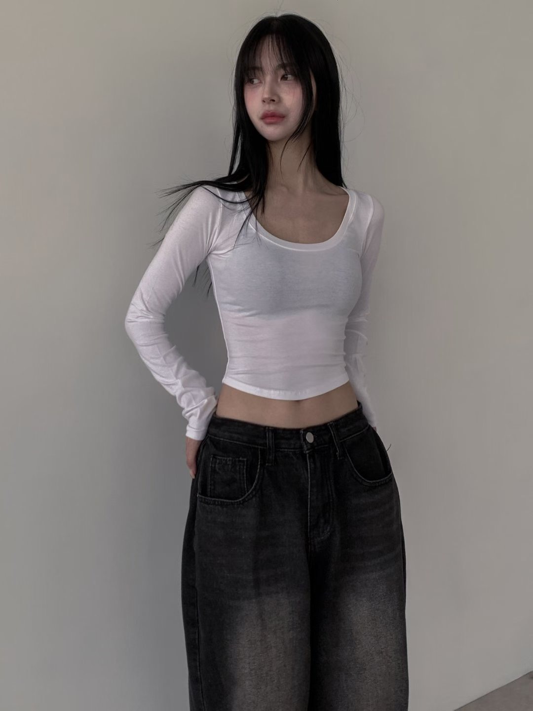 OUTT韓國直郵㊣女士新款熱賣推薦時尚休閑人氣25秋冬長袖T恤OUTT長袖T恤圖色3