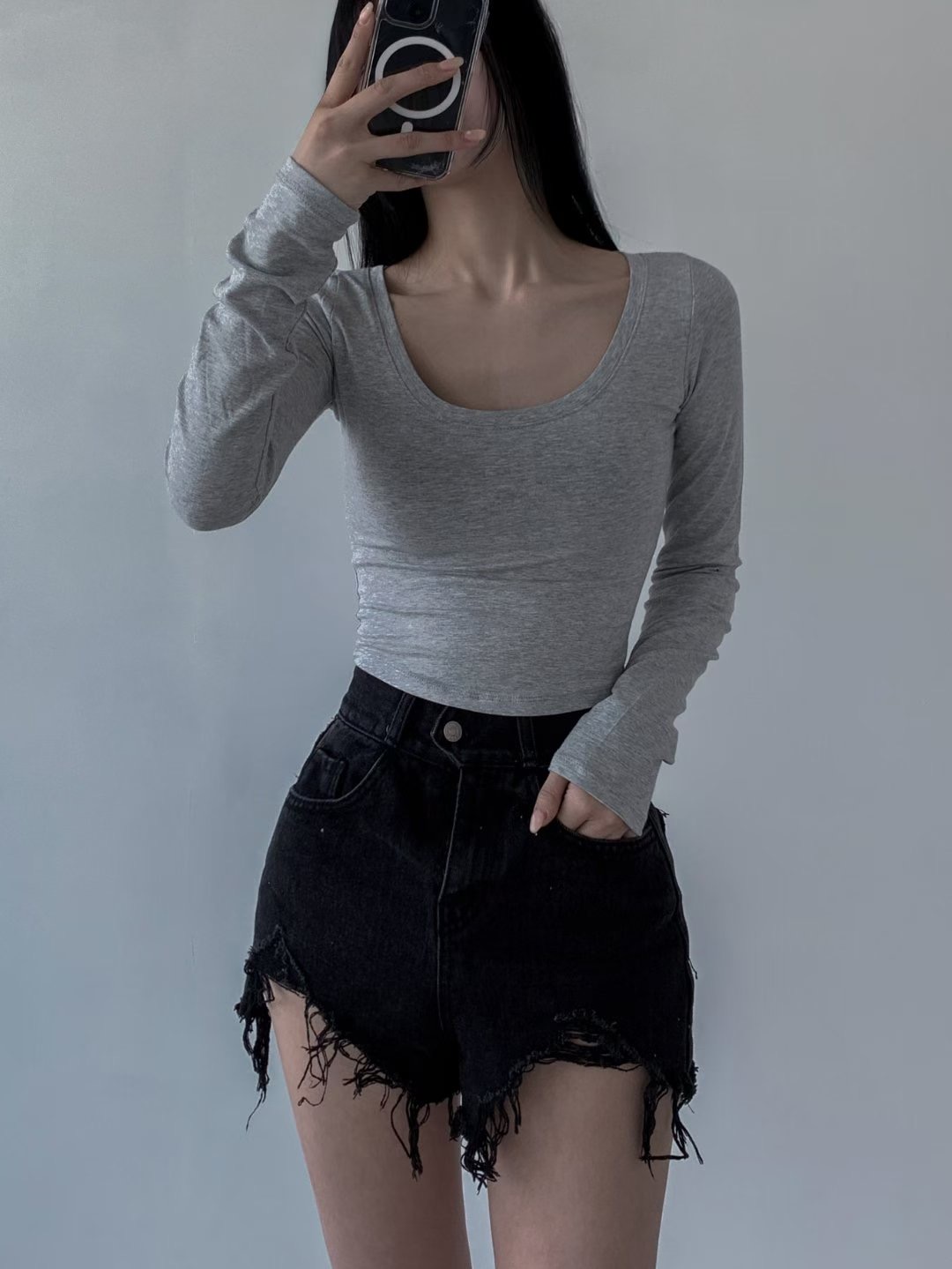 OUTT韓國直郵㊣女士新款熱賣推薦時尚休閑人氣25秋冬長袖T恤OUTT長袖T恤圖色4