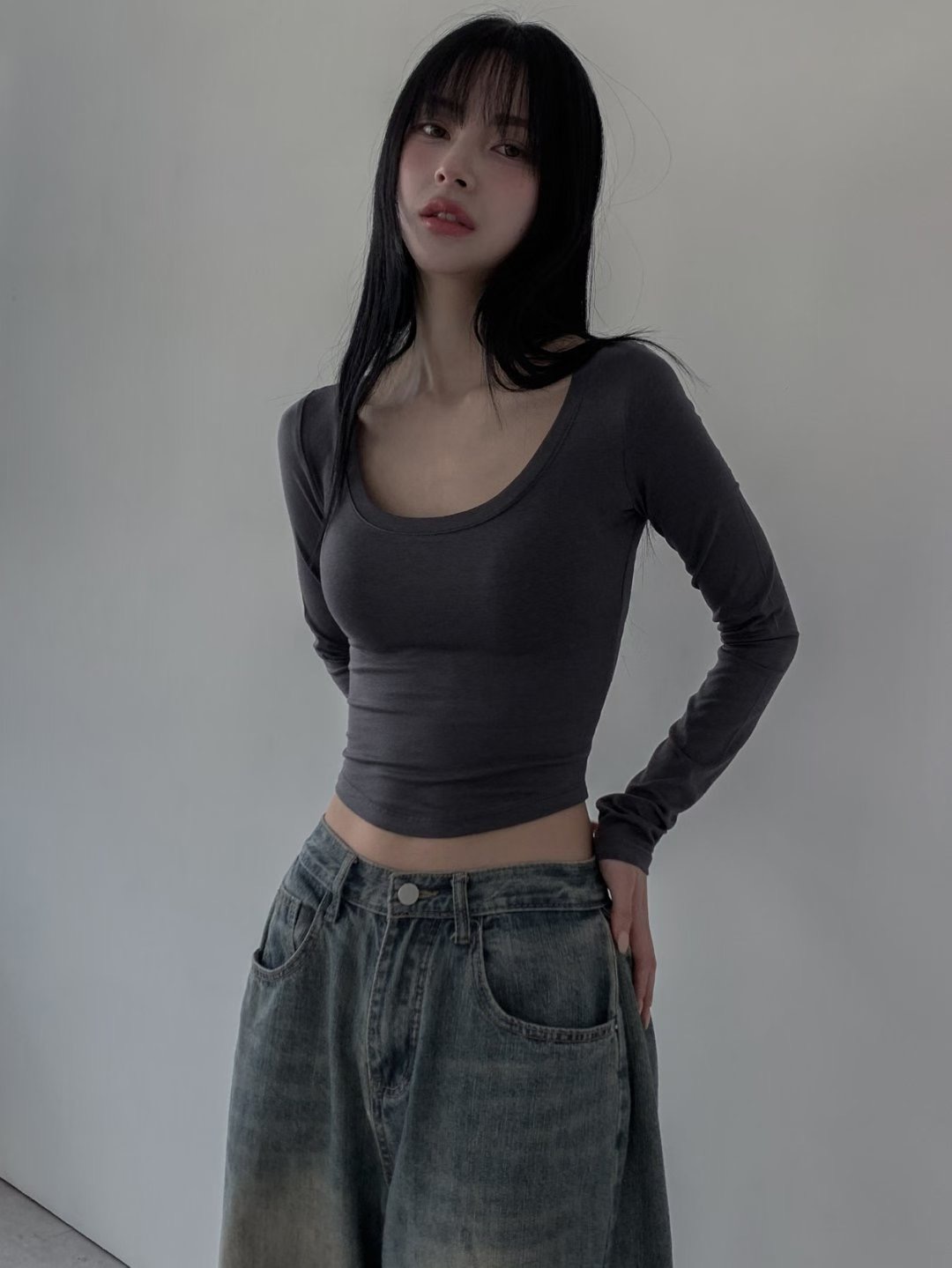 OUTT韓國直郵㊣女士新款熱賣推薦時尚休閑人氣25秋冬長袖T恤OUTT長袖T恤圖色5