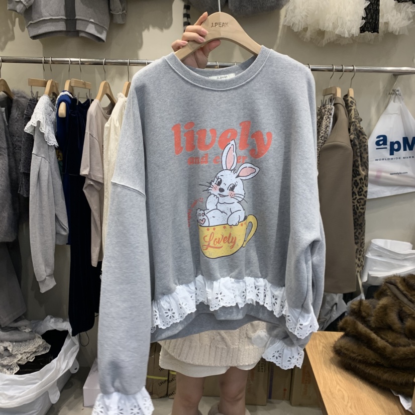 J PEAK/BY FLOW東大門㊣實拍女裝新品真品職業衛衣加絨兔子J PEAK衛衣圖色1